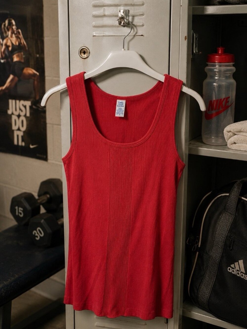 Lady Foot Locker Womens Ribbed Tank Top Coral Sleeveless 100% Cotton Size M